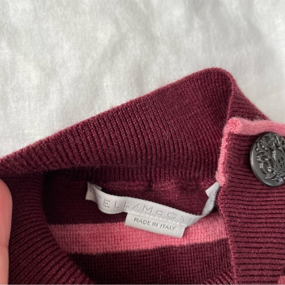 Stella Mccartney Size 36/Us 4 Mock Turtleneck Sweater Maroon Striped 100% Wool View 3